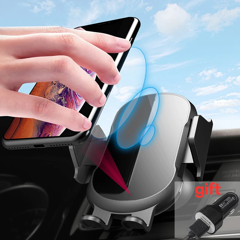 

10W Qi Car Wireless Charger for IPhone Xs Max XR X Samsung Intelligent Infrared Sensor Fast Wirless Charging Car Phone Holder