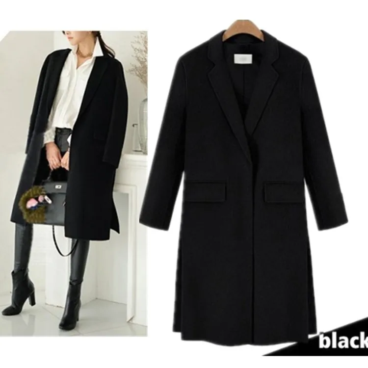 Manteau Noir Douille Nouvelle Rabattu En Automne 2016 Longue Tout Mode Et Col Black Hiver Femelle Long Amtch Chameau Laine camel Fendu 1fxqw8xp