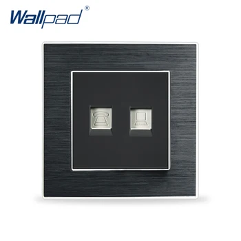 

TEL Data Ethernet RJ45 CAT6 Sockets Wallpad Luxury Satin Metal Panel Electric Wall Socket Electrical Outlets For Home