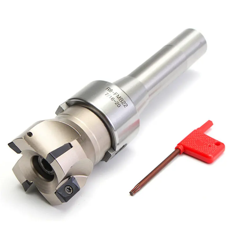 

Hot Sale 90 Degree R8 FMB22 Straight Shank Arbor+Face End Mill Cutter+4pcs APMT1604 Carbide Inserts Turning Tool