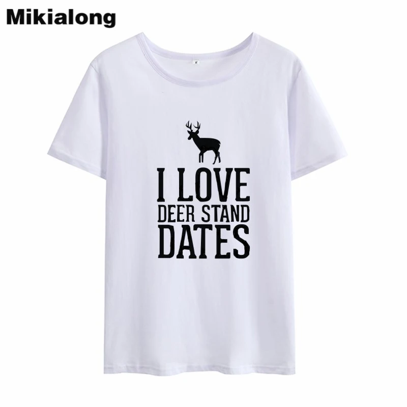 Милая футболка Mikialong с надписью I Love Deer женская летняя хлопковая коротким рукавом