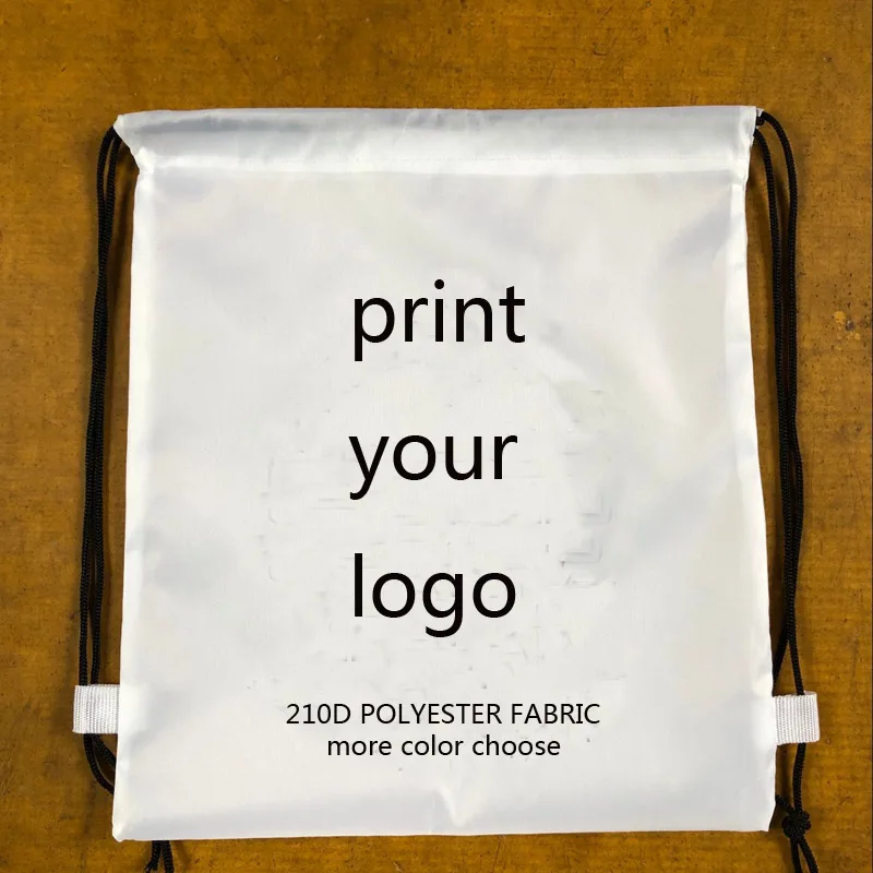 

100pcs Drawstring backpack with logo High qualilty 210D polyester fabric custom your size and color