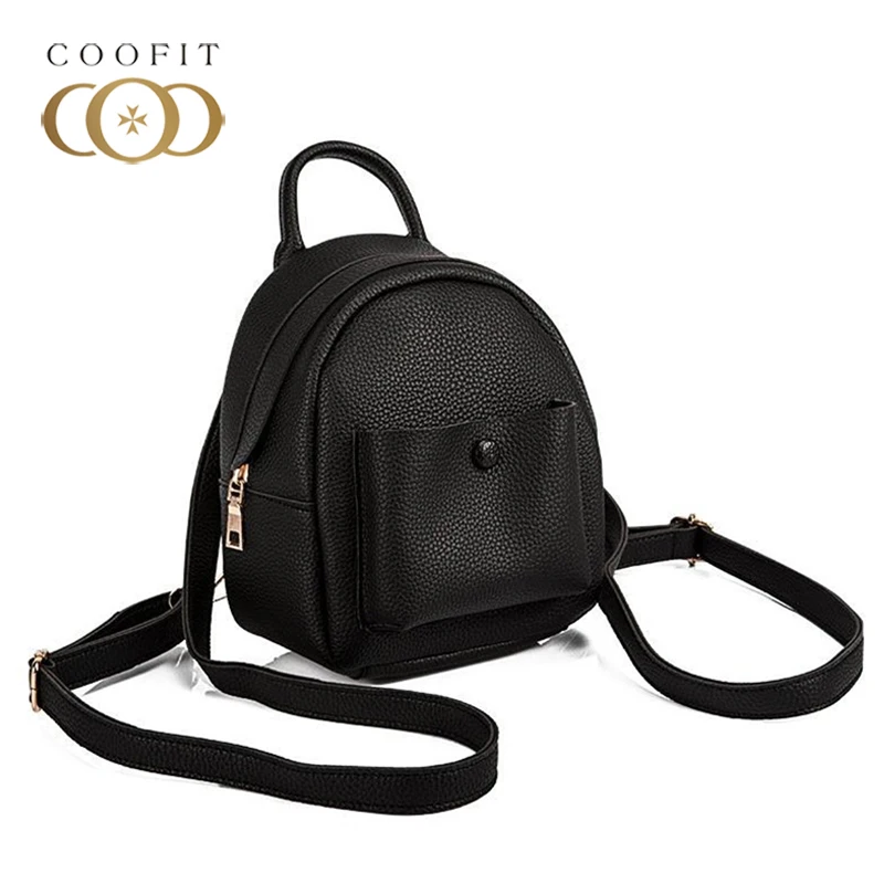 Cheap  Coofit Women Mini Backpack Fashion Casual Youth Leather Shoulder Daypack Backpack Purse For Girls F