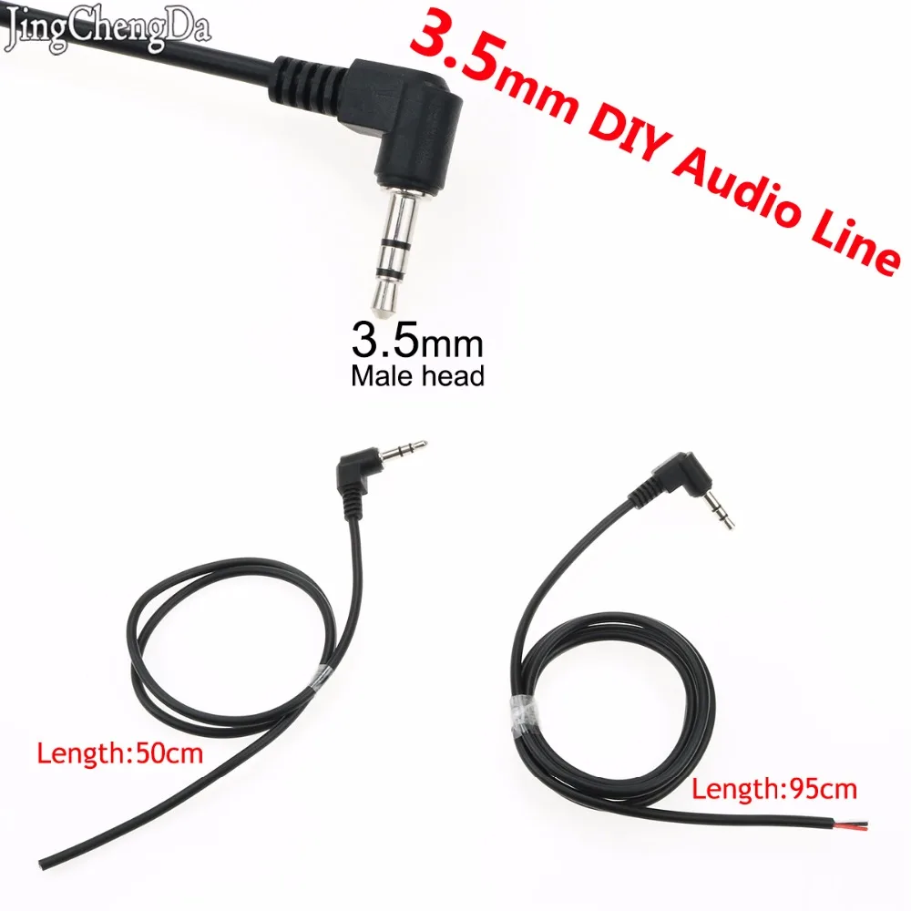 

JCD 3.5mm Right angle DIY Headphone Audio Cable Line 3 pole Jack Strand Earphone Maintenance Repair Wire Cord 3.5 Male