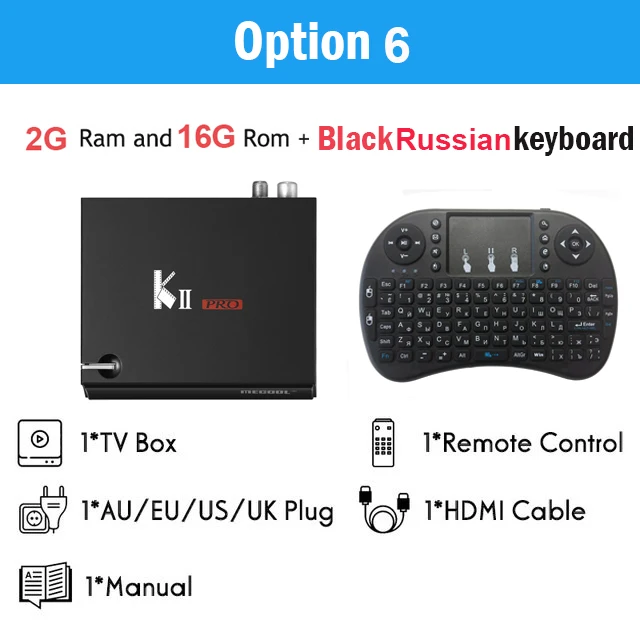 KII PRO DVB-S2 DVB-T2 S905d Android 7,1 ТВ приставка четырехъядерный 2 Гб 16 Гб K2 pro DVB T2 S2 4 K 2,4G/5G двойная Wifi Поддержка Clines IP tv - Цвет: Add Russian I8