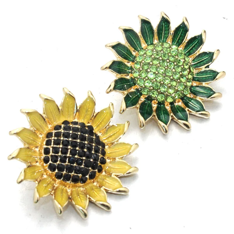 

Boom Life 35mm Snap Button Jewelry Sunflower DIY 18mm Metal Rhineston Snap Button Fit Charm Leather Bracelets For Women 061002