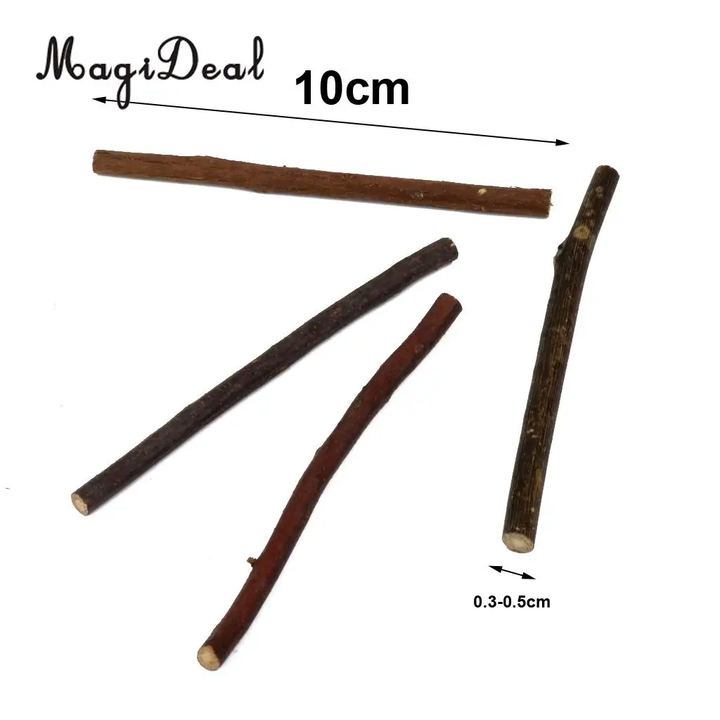 MagiDeal 100pcs Boxwood Natural Wood Stick Branch for DIY Art Craft Decor Pet Mouse Rabbit Snacks Tree Branch Chew Play Toy