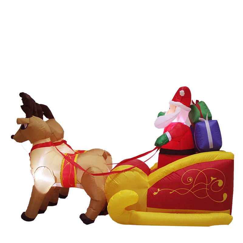 210 см гигантский надувной Санта Клаус двойной олень светодио дный led подсветкой взрывает весело игрушечные лошадки детей рождественские