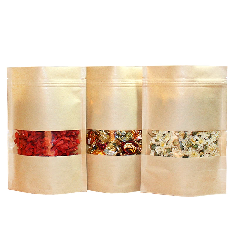Kraft Paper Self sealing Bag Herb Tea Powder Dried Fruit Food Grains