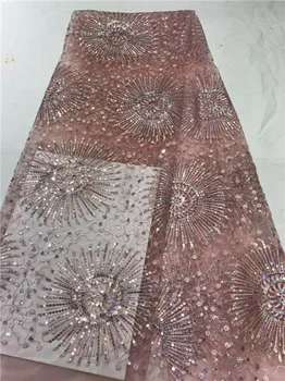 

Free Shipping latest African Lace Fabric in sequines 5yard paillette orange sequin fabric 2019 high quality sequin mesh fabric(4