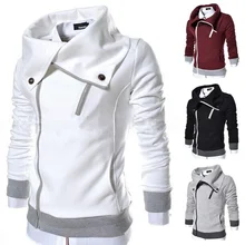 Zogaa 2019 Spring Autumn Fashion Casual Solid long sleeve Hoodies Men Polluver Sweatshirt Warm Collar Cap Zipper Blouse