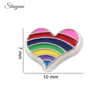 

F155 Newest Enamel Love Charms Rainbow Heart Charms fit Floating Glass Living Memory Locket Wholesale 20pcs/lot