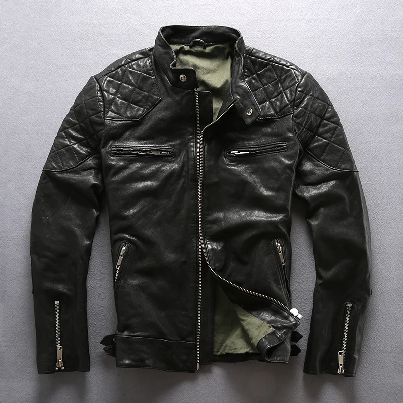 80% OFF men's suede leather outwear mens leather coat sheep leather vintage rider jacket