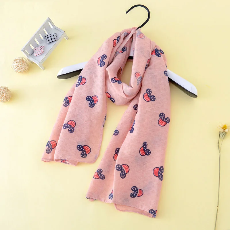 Модный детский шарф с звездным принтом, весенний хлопковый шейный платок для маленьких мальчиков и девочек, милая теплая шаль с пентаграммой и шарфы хиджабы - Цвет: cartoon style pink
