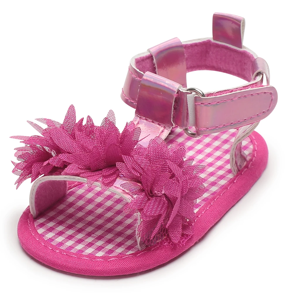 Для маленьких девочек сандалии 0-18 месяцев новорожденных малышей сладкий цветок противоскользящие летняя обувь для bebe розовое платье принцессы обувь сандалии
