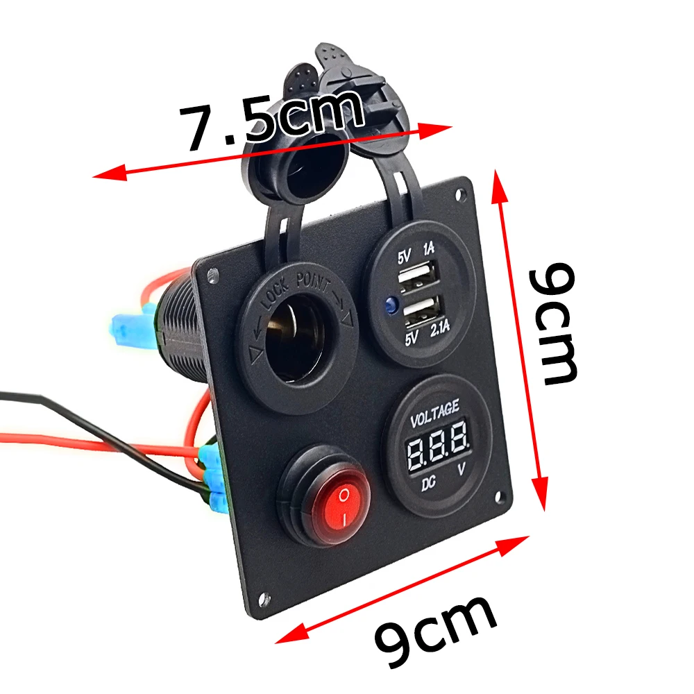 1 шт. 9*9*7 5 см черный двойной USB Автомобильное зарядное устройство вольтметр