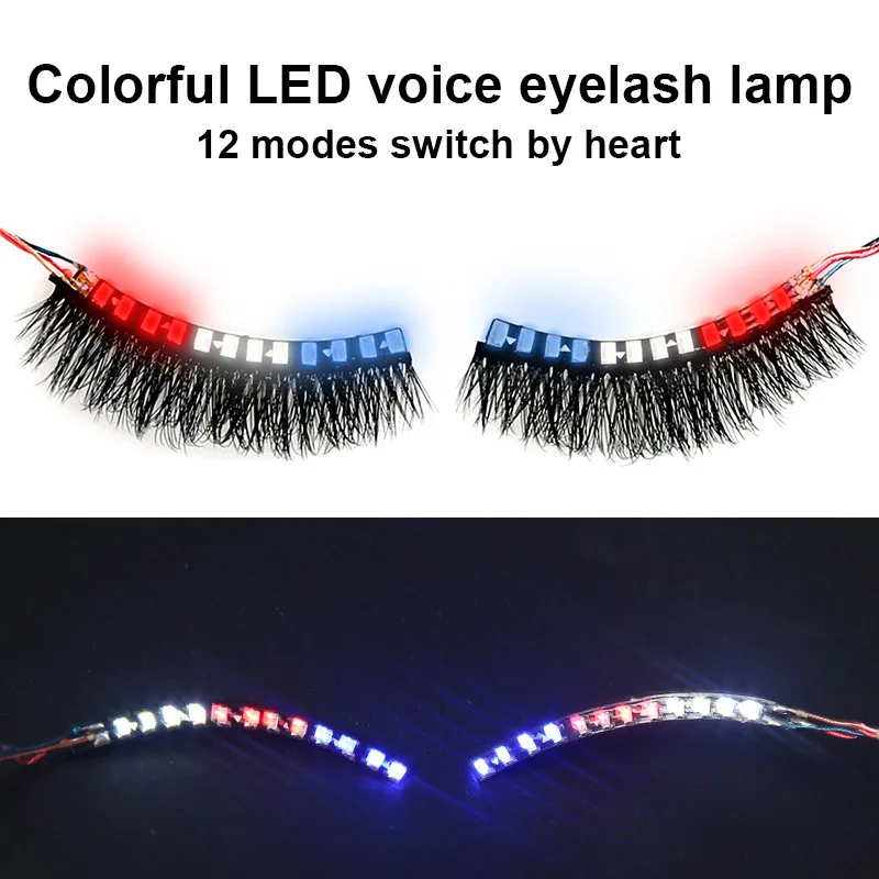 

Dropshipping LED Light Eyelashes Unisex Flashes False Lashes Shining Eyeliner for Party Bar Nightclub Halloween Christmas SMJ
