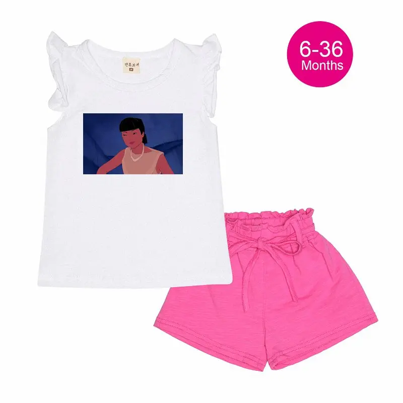 Мультфильм Детские Девушки Одежда Набор Лето Новорожденных Покахонтас С