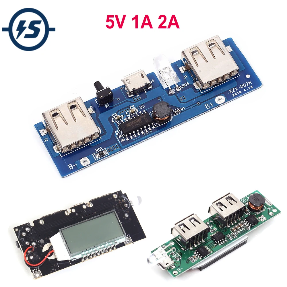 

5V 1A 2A 2.1A 18650 Mobile Power Bank Charger Module LCD Display Lithium Battery Charging Double USB for IC Android Smart phone
