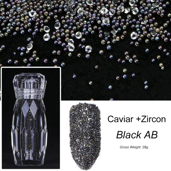 1 шт. красивая бутылка 3D натуральный AB Циркон Икра Блеск Алмазный дизайн ногтей блеск мини драгоценный камень бусины украшения для ногтей TR071 - Цвет: Black AB