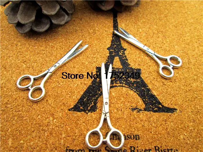 

15pcs--scissors Charms,Antique tibetan silver Tone 2 Sided scissors charm pendants 41x16mm
