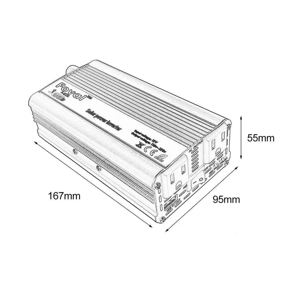 2000W DC12V To AC110V Car Power Inverter Aluminum Alloy Dual USB Charger Converter Transformer High Conversion Converter