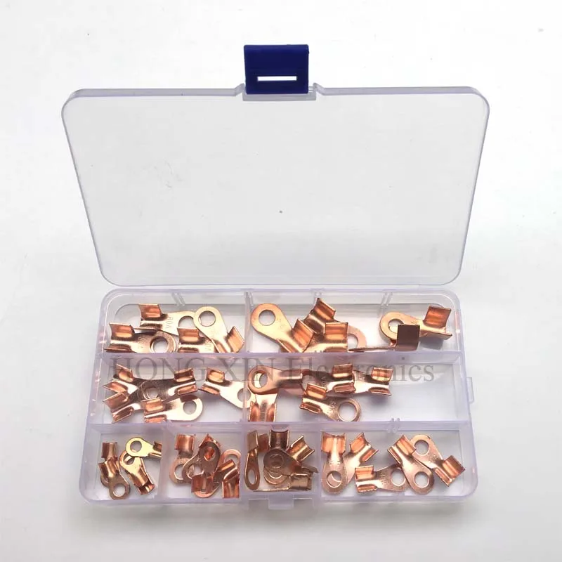 

40pcs Open Cable Connector Ring Lug Car Open End Copper Crimp Ring Terminals Connector Spade Electrical Wire open lugs