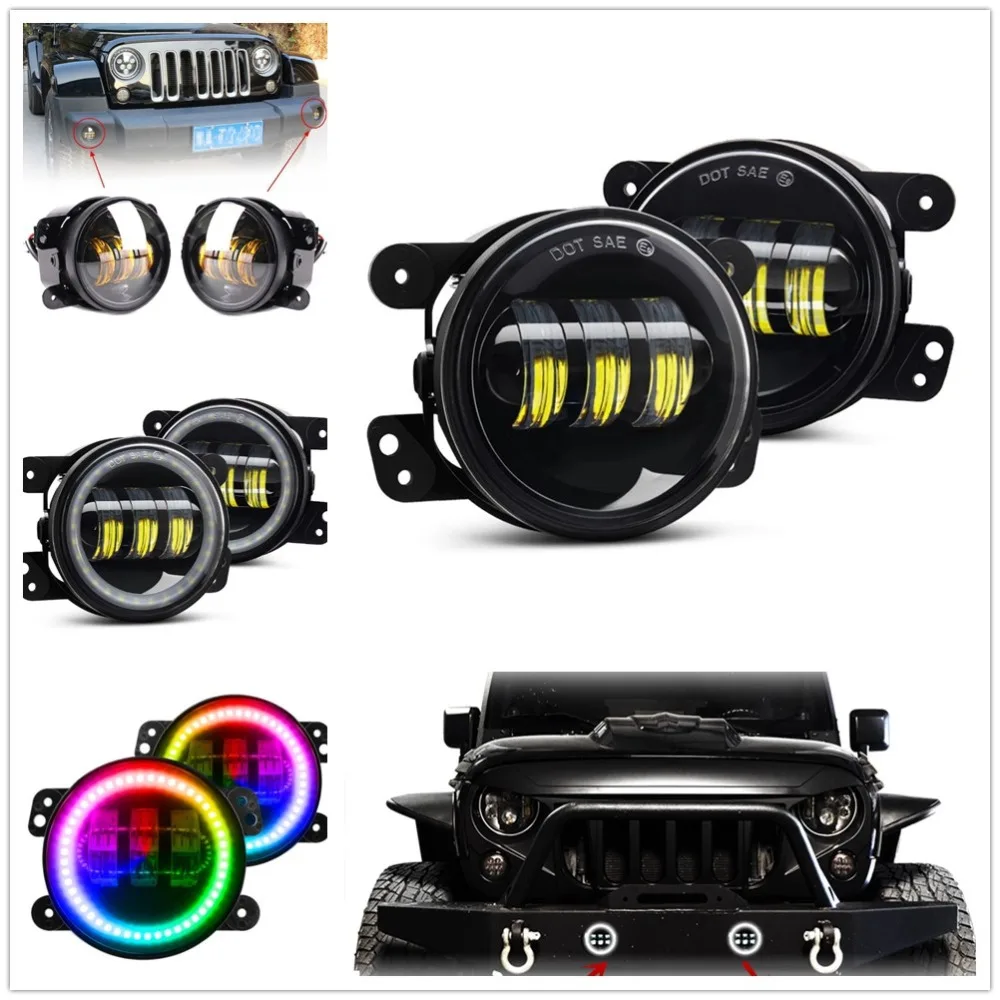 

Wrangler Jk Led Fog Light / Bluetooth App Control RGB Halo 4" Fog Light For Jeep Dodge Magnum Chrysler PT Cruiser Bumper Lights