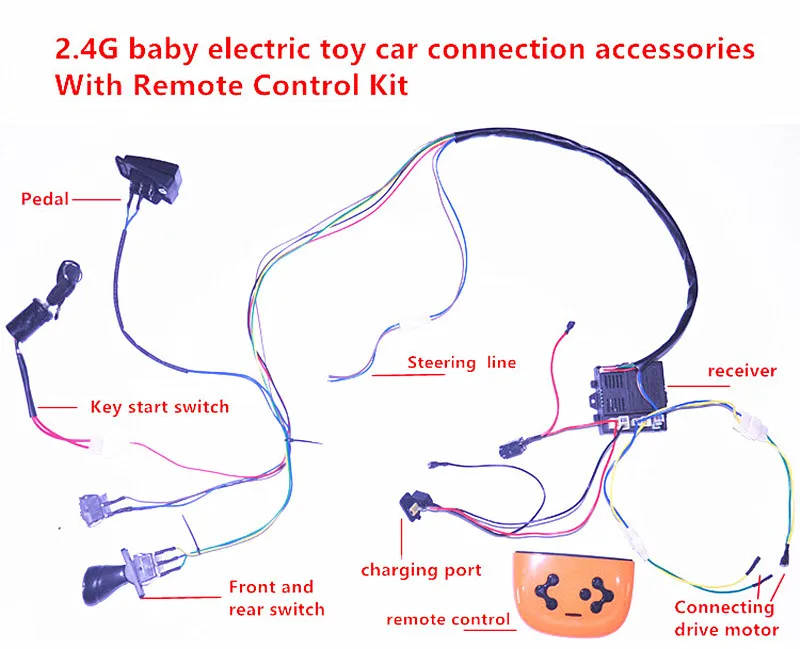 Детская электрическая машина DIY модифицированные провода и переключатель комплект, с 2,4G Bluetooth пульт дистанционного управления самодельный Детский Электрический автомобиль 12V