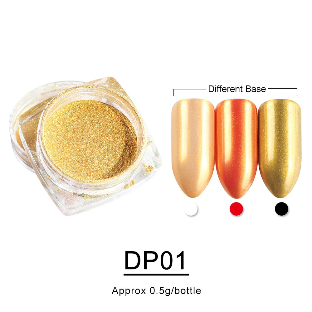 DP01 1 коробка, розовое золото, зеркальная пудра для ногтей, блеск, фиолетовый, синий, серебристый, Холо, хромированный пигмент для ногтей, жемчужная пудра, украшение для маникюра, лак/ASX - Цвет: DP01