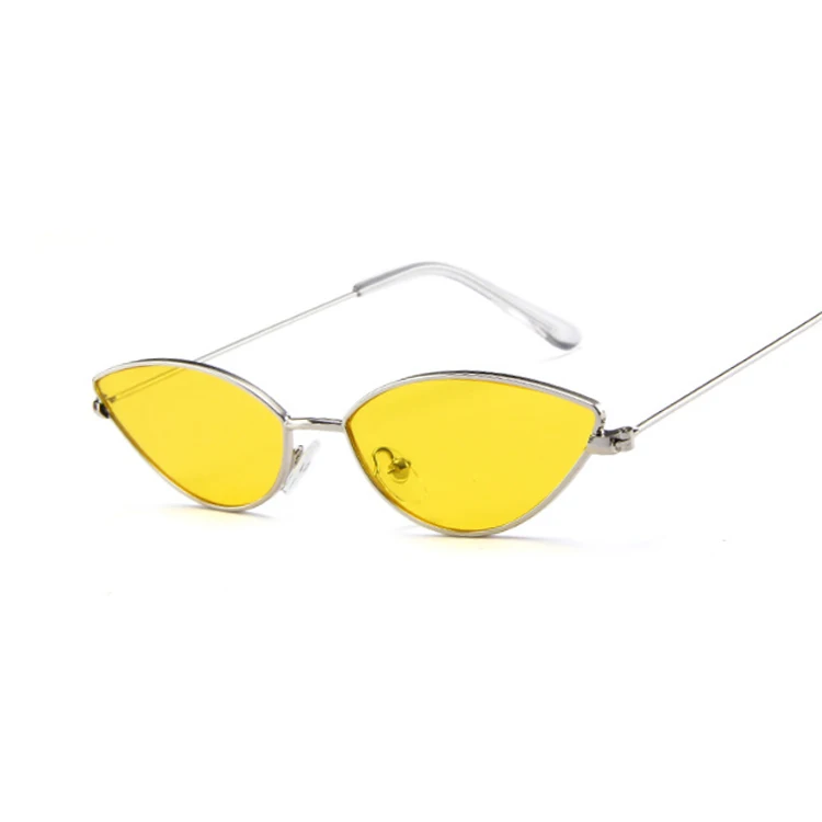 Солнцезащитные очки "кошачий глаз" для женщин, фирменный дизайн, солнцезащитные очки для женщин, модные летние солнцезащитные очки Gafas Feminino Oculos De Sol - Цвет линз: SilverYellow