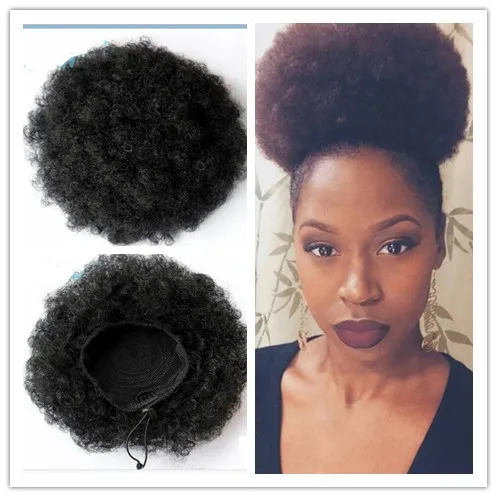 Synthetic Hair Afro Puff Ponytail Extensions For Black Women Kinky