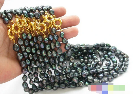 

Jew2777 wholesale 10pcs 17"12mm black baroque FW pearl necklace