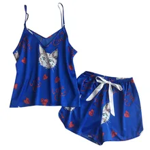 Женские пикантные слинг Пижамные шорты ночное наборы для ухода за кожей пижамы комплект с принтом летние шифоновое платье 40mi01