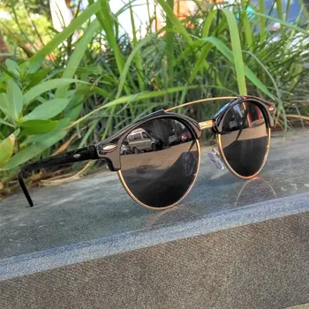

2017 HD polarized male female sunglasses fashion brand design cat's eye classic half frame round female sunglasses