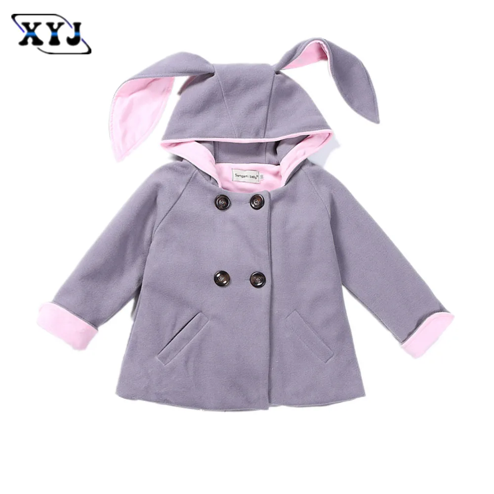 2016 Kids Winter Coats For Girls Rabbit Jacket With Bonnie Ear Baby