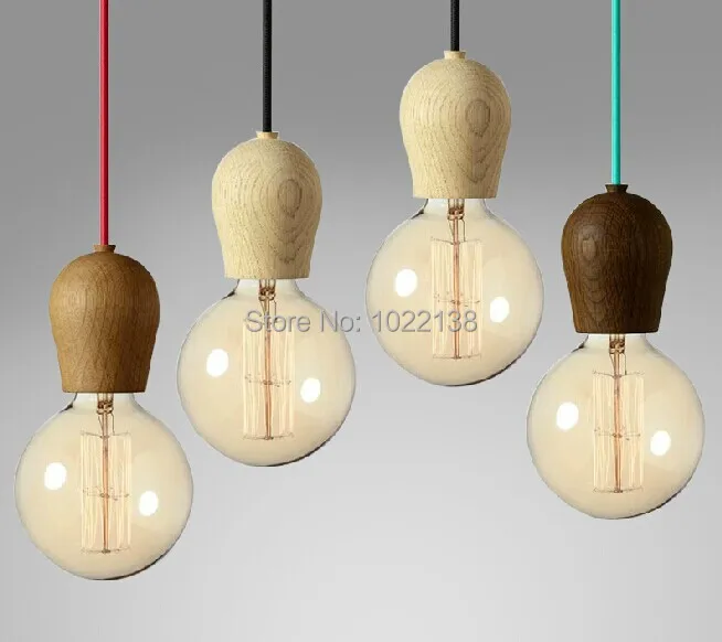 Новинка DIY E27 Ретро деревянный подвесной светильник ручной работы красочный шнур потолочная лампа edison держатель для ламп света искусство приспособление для бара