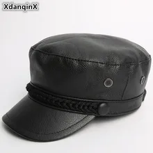XdanqinX новая шляпа из натуральной кожи армейские военные шапки для мужчин женщин осень зима кожа из натуральной кожи плоская кепка Gorra de Cuero