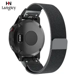 20 мм 22 мм 26 мм ремешок для Garmin Fenix 3/HR/5X/5s Plus Quick fit ремни Миланская БЫСТРОРАЗЪЕМНАЯ лента магнитный ремешок