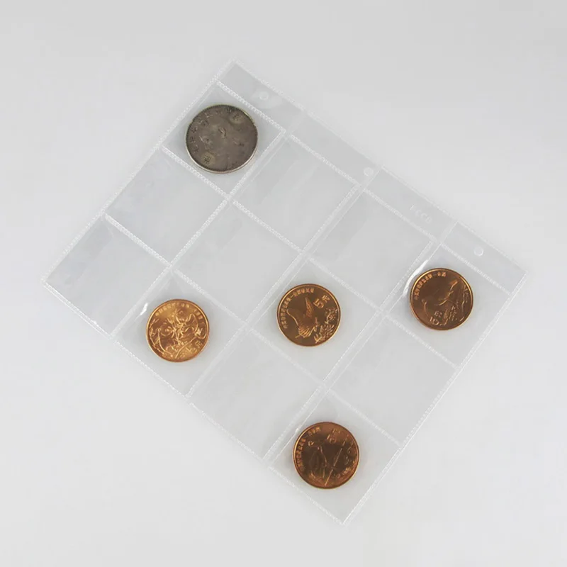 Badges and Other Supplies Coin Binder Inserts Sleeves with Standard 9 Hole for Coin Album Stamp Storage Holder for Currency 10 Sheets Coin Collection Pages Coins Pocket Page with 200 Pockets
