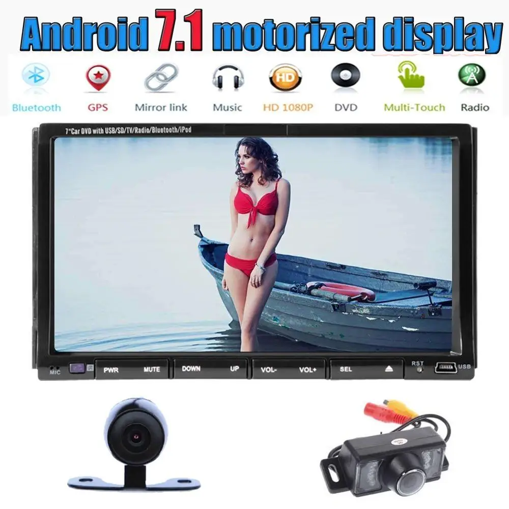 

Front & Back Camera Eincar Android 7.1 Car Stereo Double 2 Din Headunit DVD CD Player HD Screen Support GPS Navigation Bluetooth