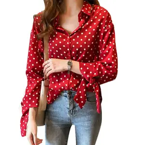 white shirt with red dots