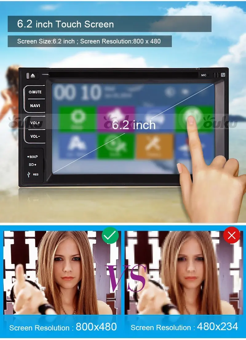 Cheap MP3 Head Unit Auto Car DVD Player Autoradio CAM MP4 PC Steering Wheel Radio GPS Stereo EQ Map Touchscreen Bluetooth 6