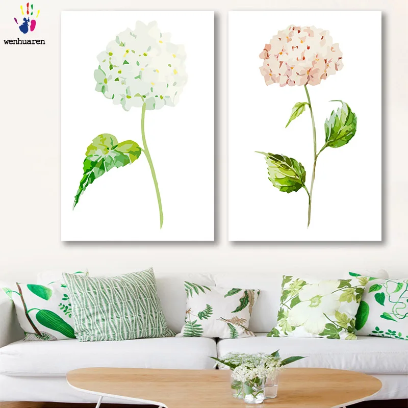 

DIY colorings pictures by numbers with colors Hydrangea picture drawing painting by numbers framed Home decor Two pieces