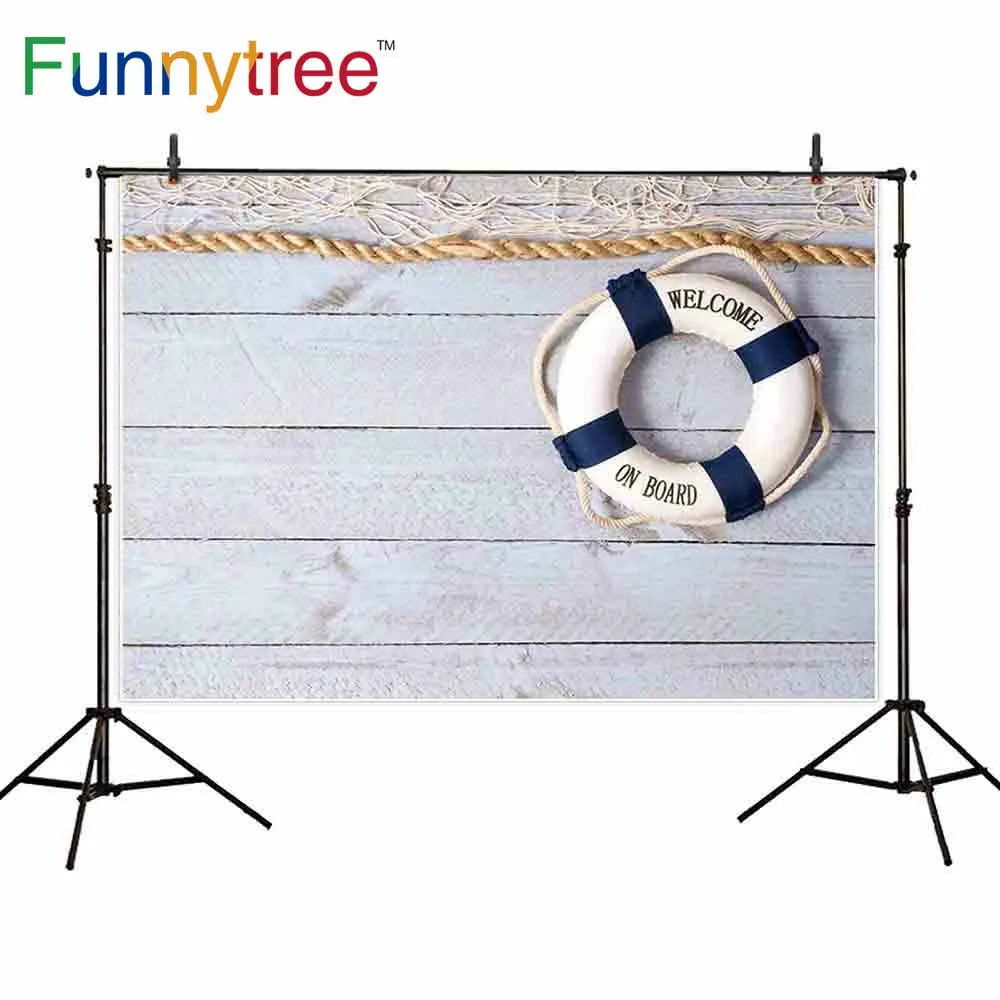 Фоны Funnytree для фотостудии Добро пожаловать на доску деревянный спасательный круг