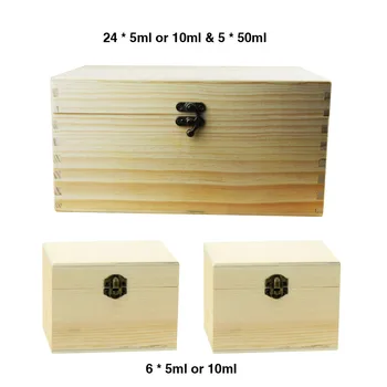 

3in1 Essential Oil Wooden Storage Box set -1p 24 holes 10ml & 5 holes 50ml and 2p 6 holes 10ml Natural pine wood without paint