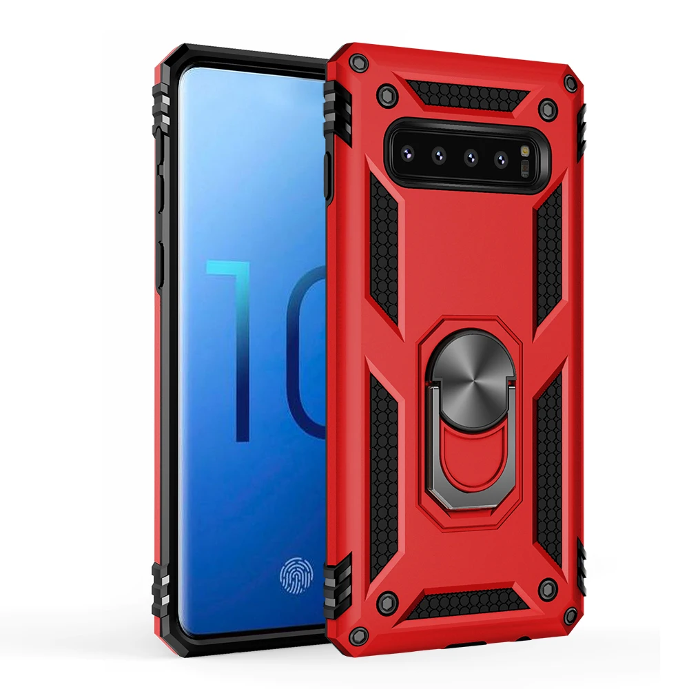 

Luxury Shockproof Case For Samsung Galaxy S10 S9 S8 Plus Note 8 Note 9 S10E S10 5G Silicone Armor Phone Case Ring Stand Cover