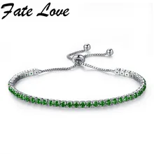 Destino Amor Moda Colorida Pulsera Ajustable Oro Blanco Zirconia Cúbico de Cobre de Color Broche de Cadena de La Joyería Para Las Mujeres Señora FL970