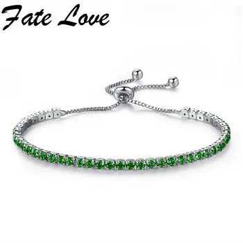 

Fate Love Top Fashion Colorful Adjustable Bracelet Copper Multicolor Cubic Zirconia Clasp Tennis Chain Jewelry For Women FL970