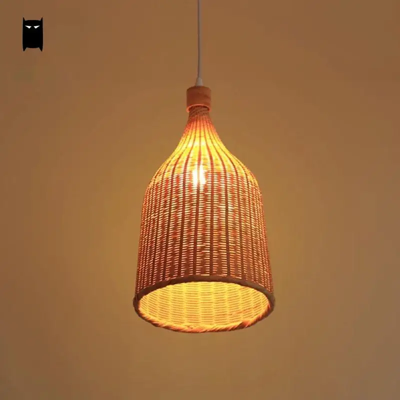 Bamboo Wicker Rattan Basket Shade Pendant Light Fixture Rustic Country